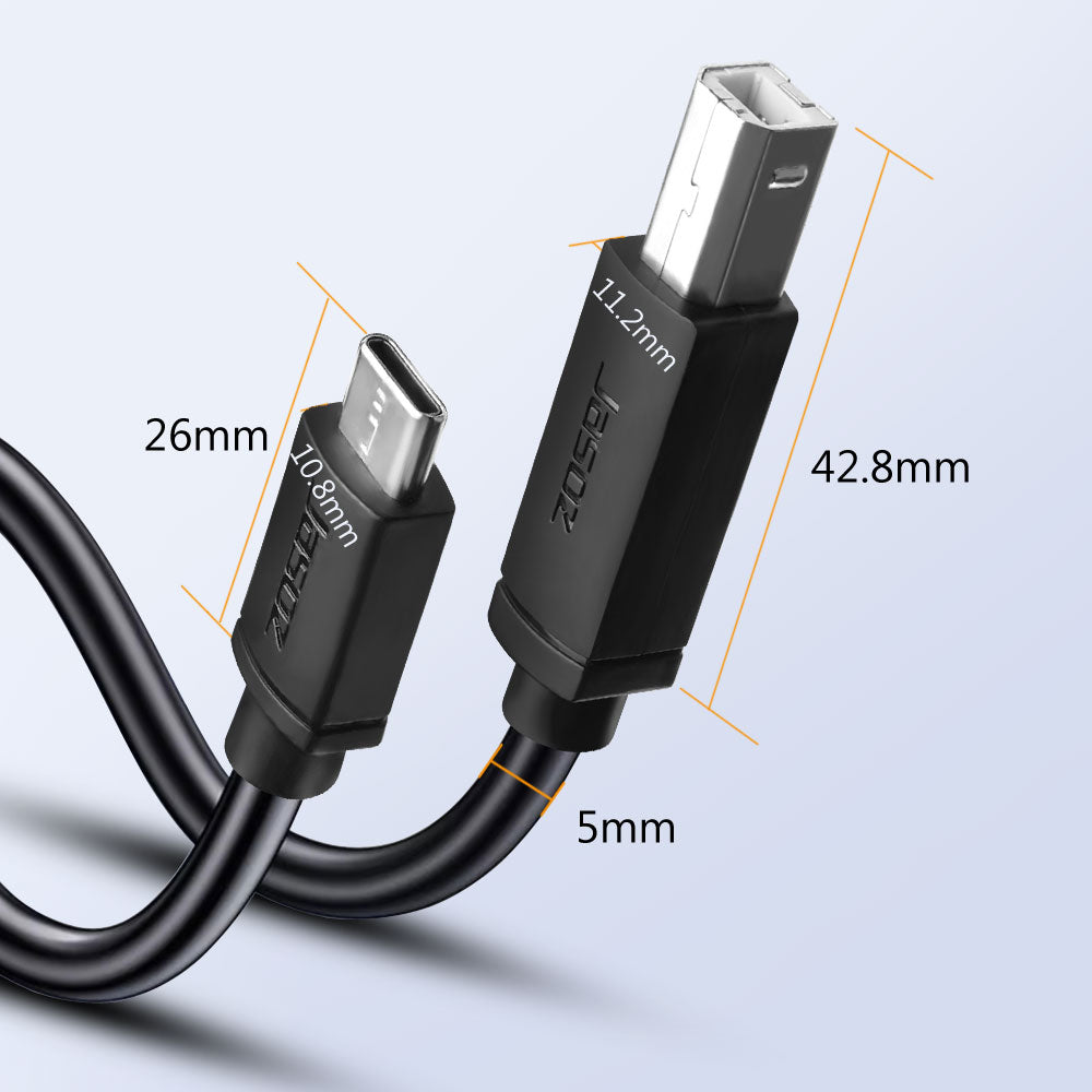 USB C to USB2.0 Male Printer Cable for Scanner Phone Macbook